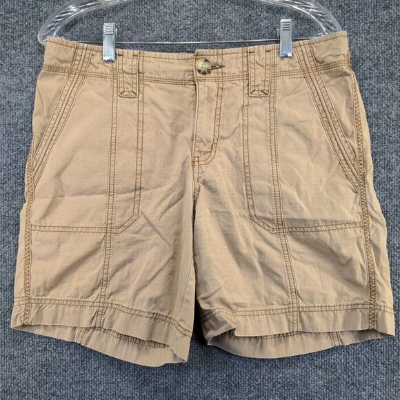Eddie Bauer Women's Chino Shorts Tan Size 8 100% Cotton Slash Pockets - Picture 5 of 11